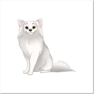 White Longhaired Chihuahua Dog Posters and Art
